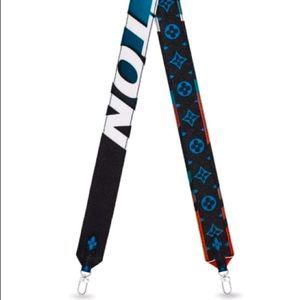 Louis Vuitton Bag Strap Black/Blue Race Collection Shoulder Bandouliere Monogram